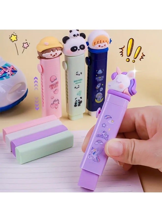 ممحاة كرتونية لطيفة قابلة للسحب بقطعة واحدة مع نواة بديلة واحدة – تصميم كاوايي ممتع للكتابة والرسم للأطفال | محو نظيف وسلس مع بقايا قليلة | هدية أدوات مدرسية ممتعة ومثالية للفن والإبداع - Image 4